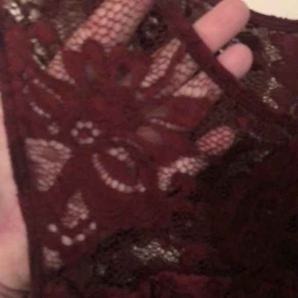 Maudress Dress in deep crimson with Soft lace overlay - Picture 9 of 9